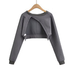 Women's Loose Sweater High Waist Short Irregular Asymmetric Blouse