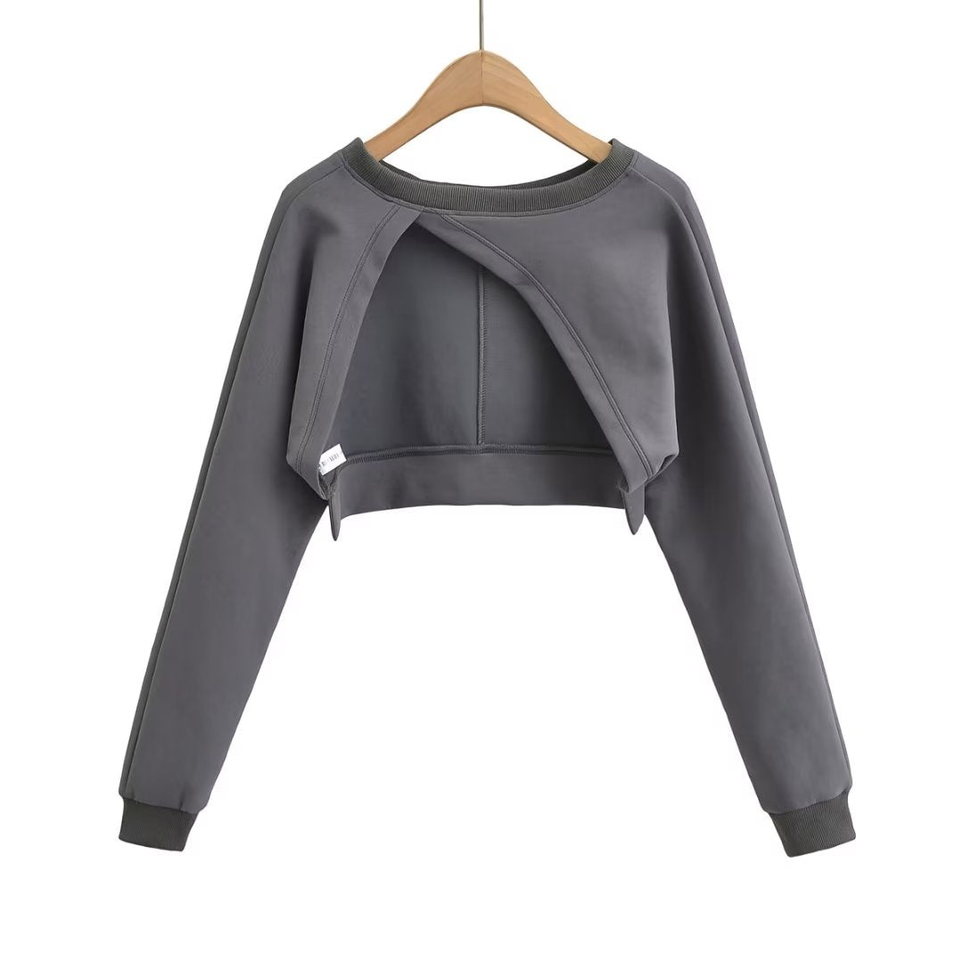 Women's Loose Sweater High Waist Short Irregular Asymmetric Blouse