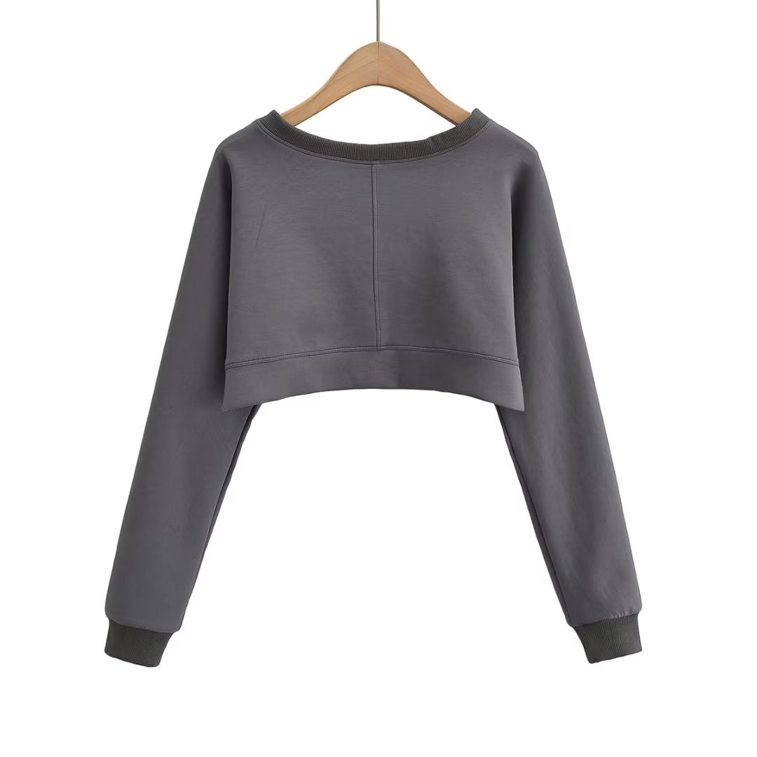 Women's Loose Sweater High Waist Short Irregular Asymmetric Blouse