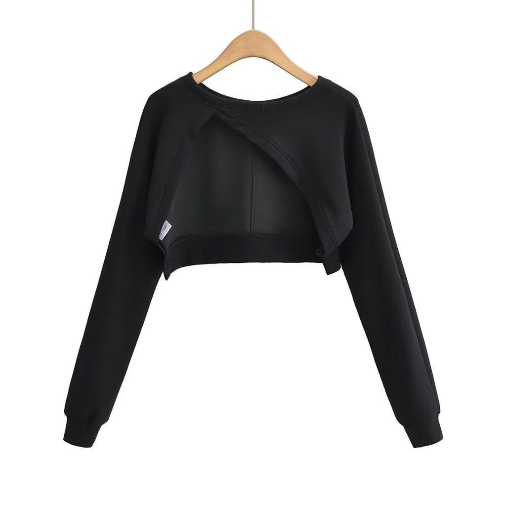 Women's Loose Sweater High Waist Short Irregular Asymmetric Blouse
