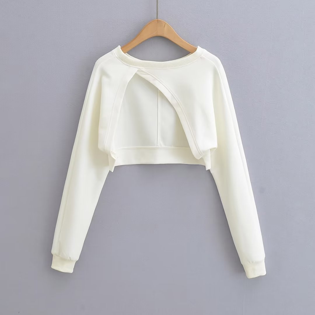 Women's Loose Sweater High Waist Short Irregular Asymmetric Blouse