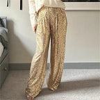 Spring Street Casual Sequined Wide Leg Skirt
