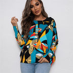 Women’s Blue Abstract Print Knit Sweater