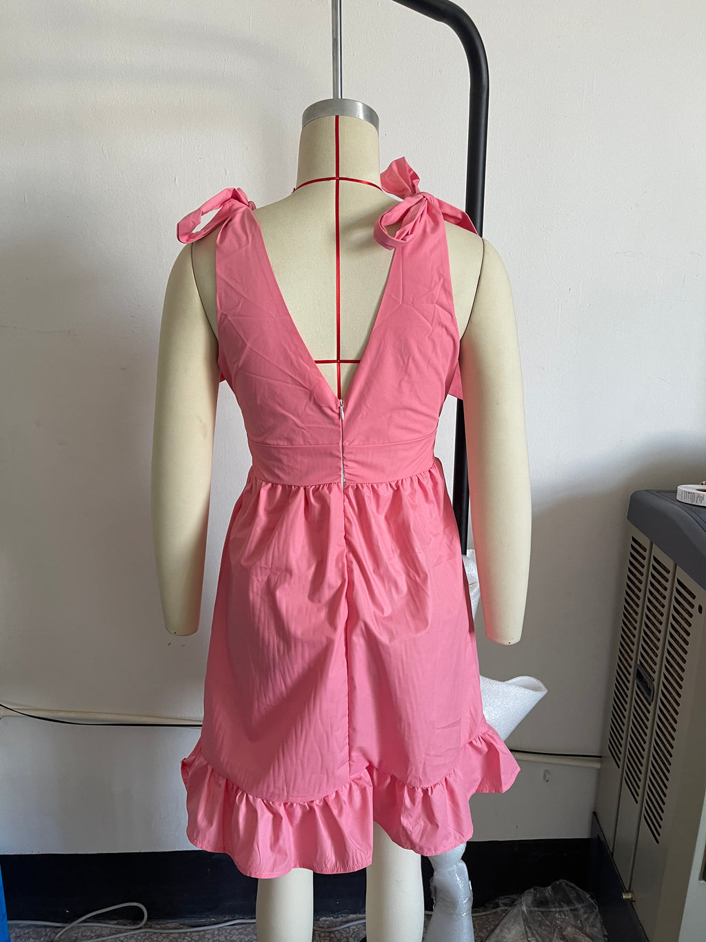 Women's Spring Women Clothing V Neck High Waist Tie Strap Dress Women