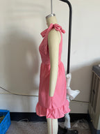 Women's Spring Women Clothing V Neck High Waist Tie Strap Dress Women