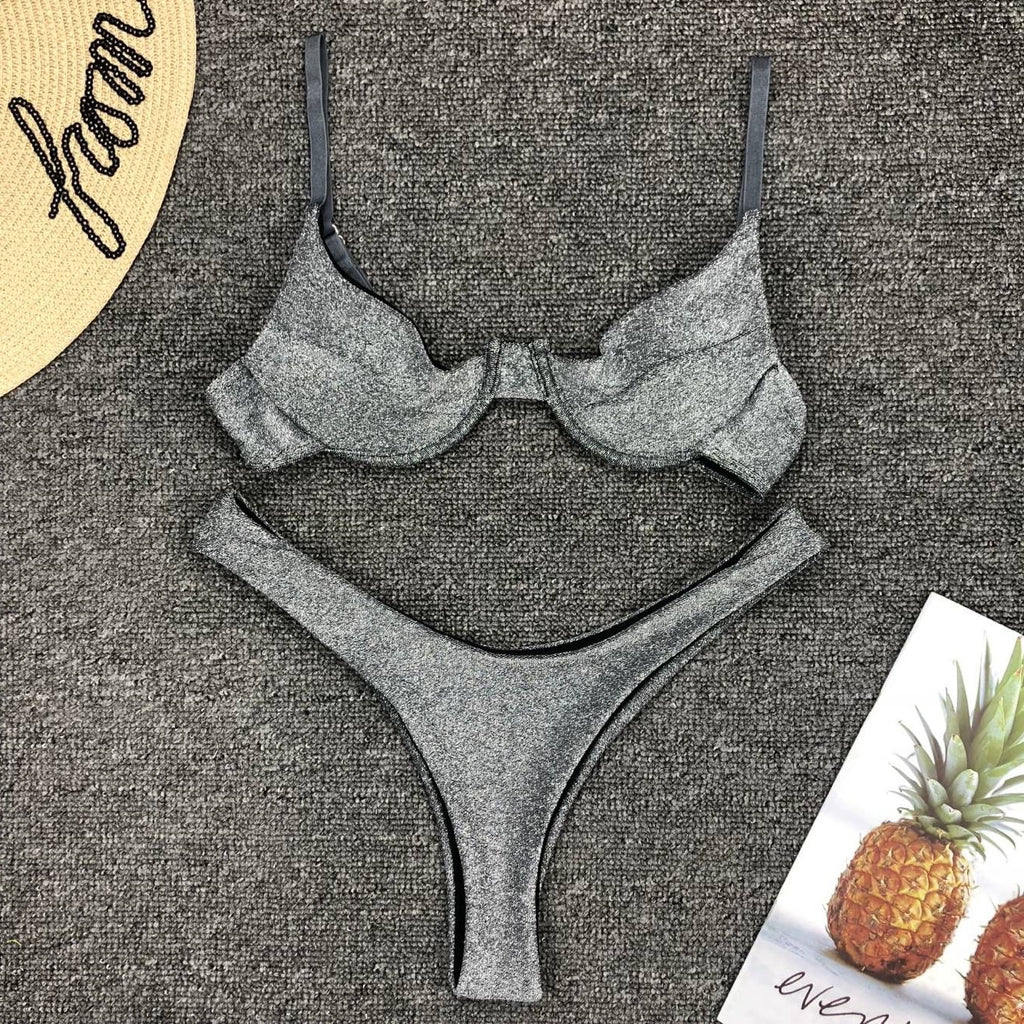 Seperated Shiny Bikini Swimwear