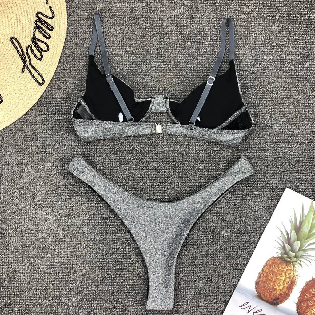 Seperated Shiny Bikini Swimwear