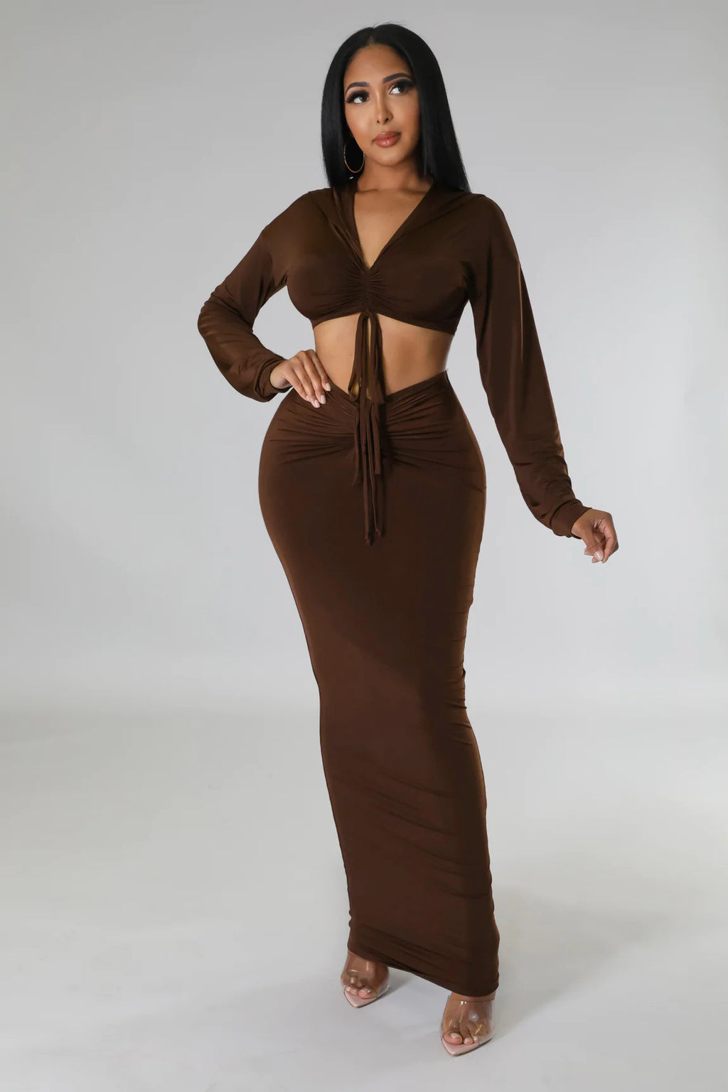 Women's High-Waisted Cropped Top and Skirt Two-Piece Set