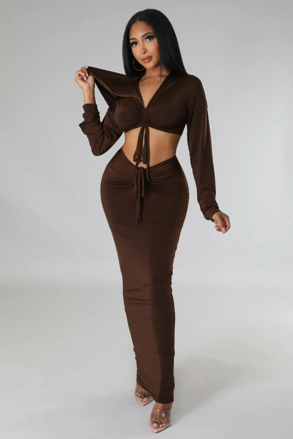 Women's High-Waisted Cropped Top and Skirt Two-Piece Set
