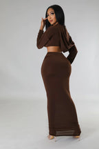Women's High-Waisted Cropped Top and Skirt Two-Piece Set