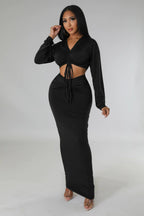 Women's High-Waisted Cropped Top and Skirt Two-Piece Set