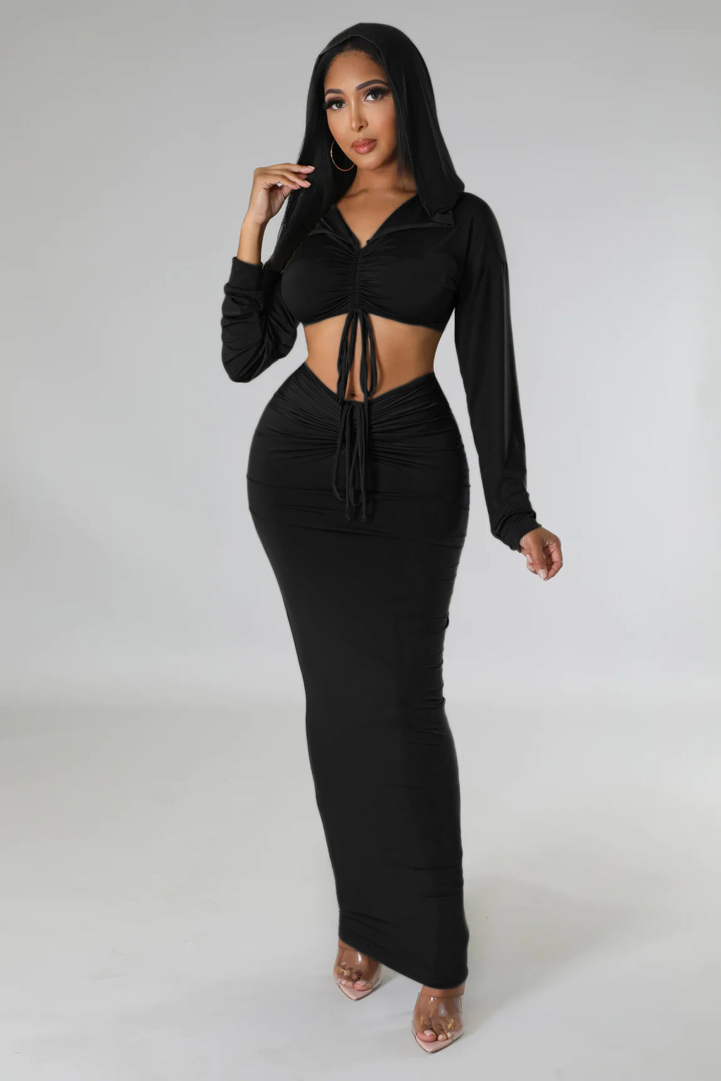 Women's High-Waisted Cropped Top and Skirt Two-Piece Set