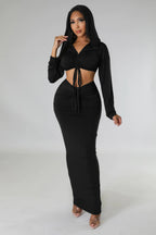 Women's High-Waisted Cropped Top and Skirt Two-Piece Set