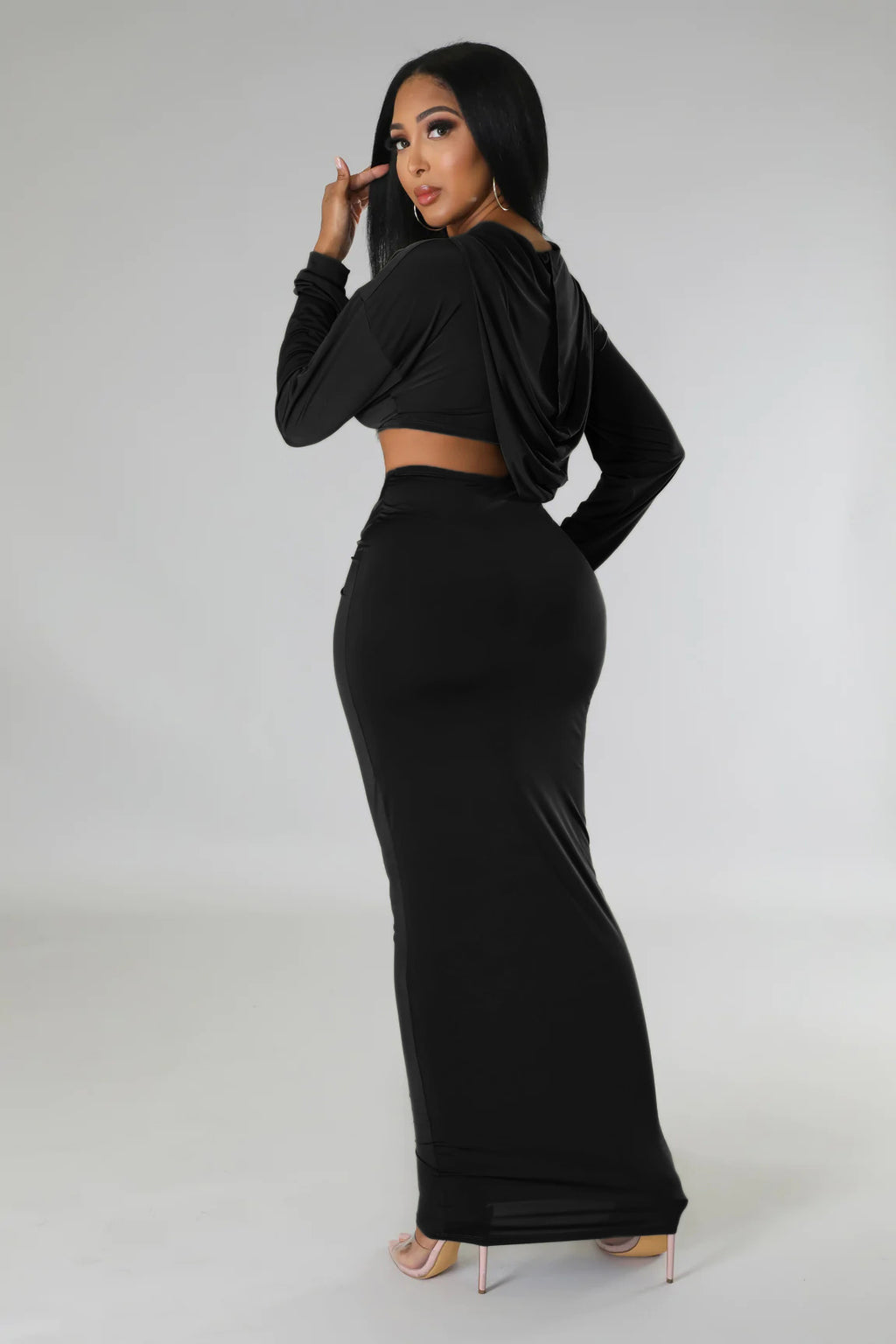 Women's High-Waisted Cropped Top and Skirt Two-Piece Set