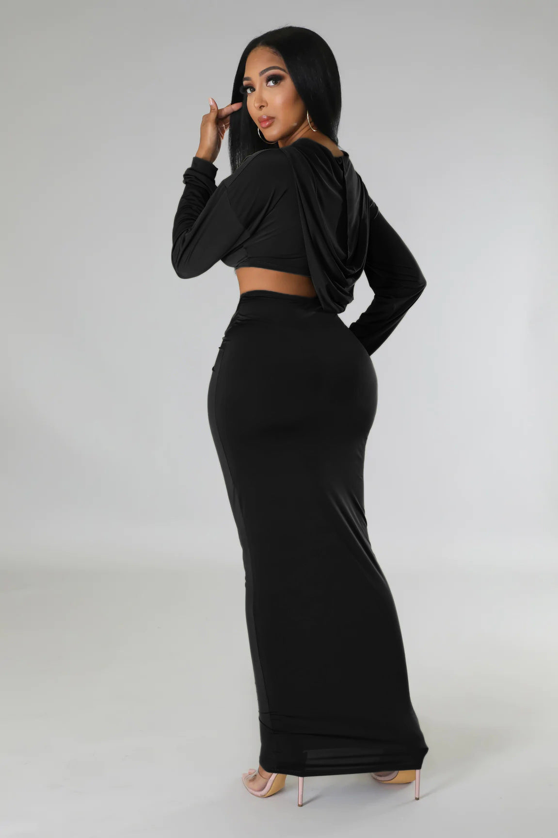 Women's High-Waisted Cropped Top and Skirt Two-Piece Set