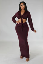 Women's High-Waisted Cropped Top and Skirt Two-Piece Set