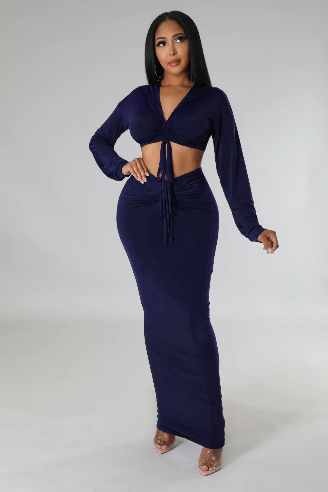 Women's High-Waisted Cropped Top and Skirt Two-Piece Set
