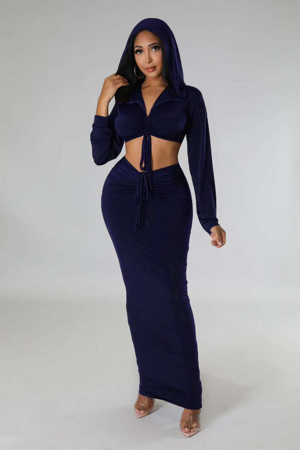 Women's High-Waisted Cropped Top and Skirt Two-Piece Set