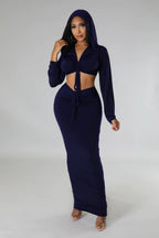 Women's High-Waisted Cropped Top and Skirt Two-Piece Set