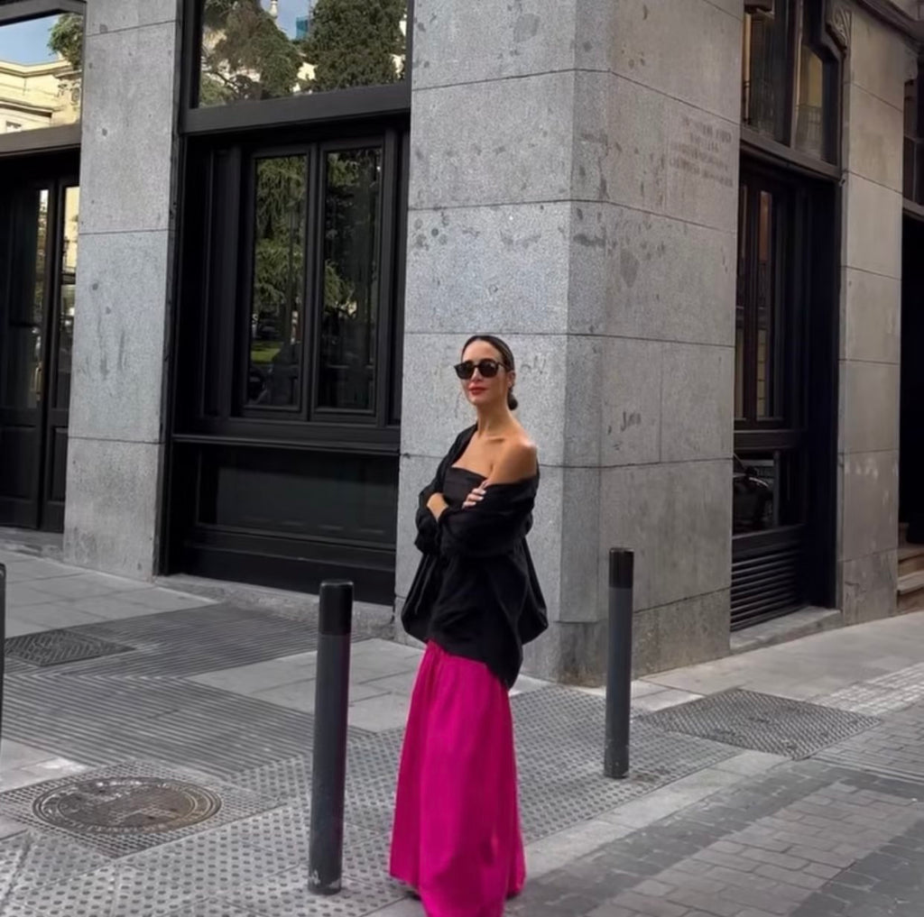 Winter Patchwork Maxi Tube Top Contrast Color Maxi Dress