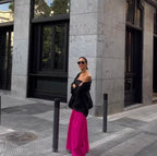 Winter Patchwork Maxi Tube Top Contrast Color Maxi Dress