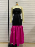 Winter Patchwork Maxi Tube Top Contrast Color Maxi Dress