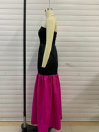 Winter Patchwork Maxi Tube Top Contrast Color Maxi Dress