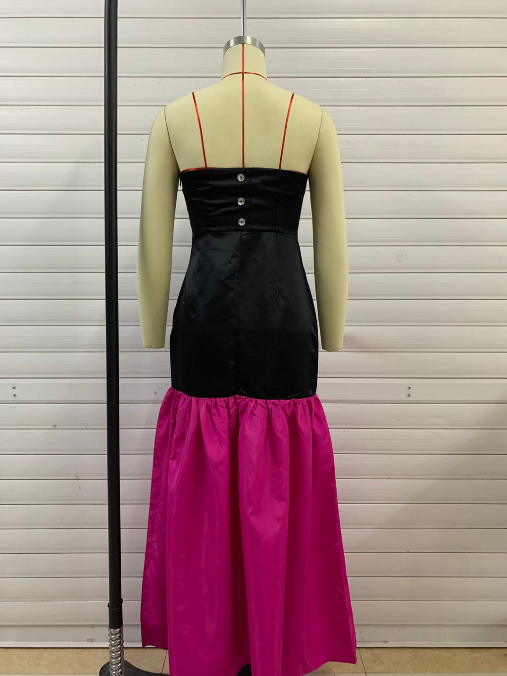 Winter Patchwork Maxi Tube Top Contrast Color Maxi Dress