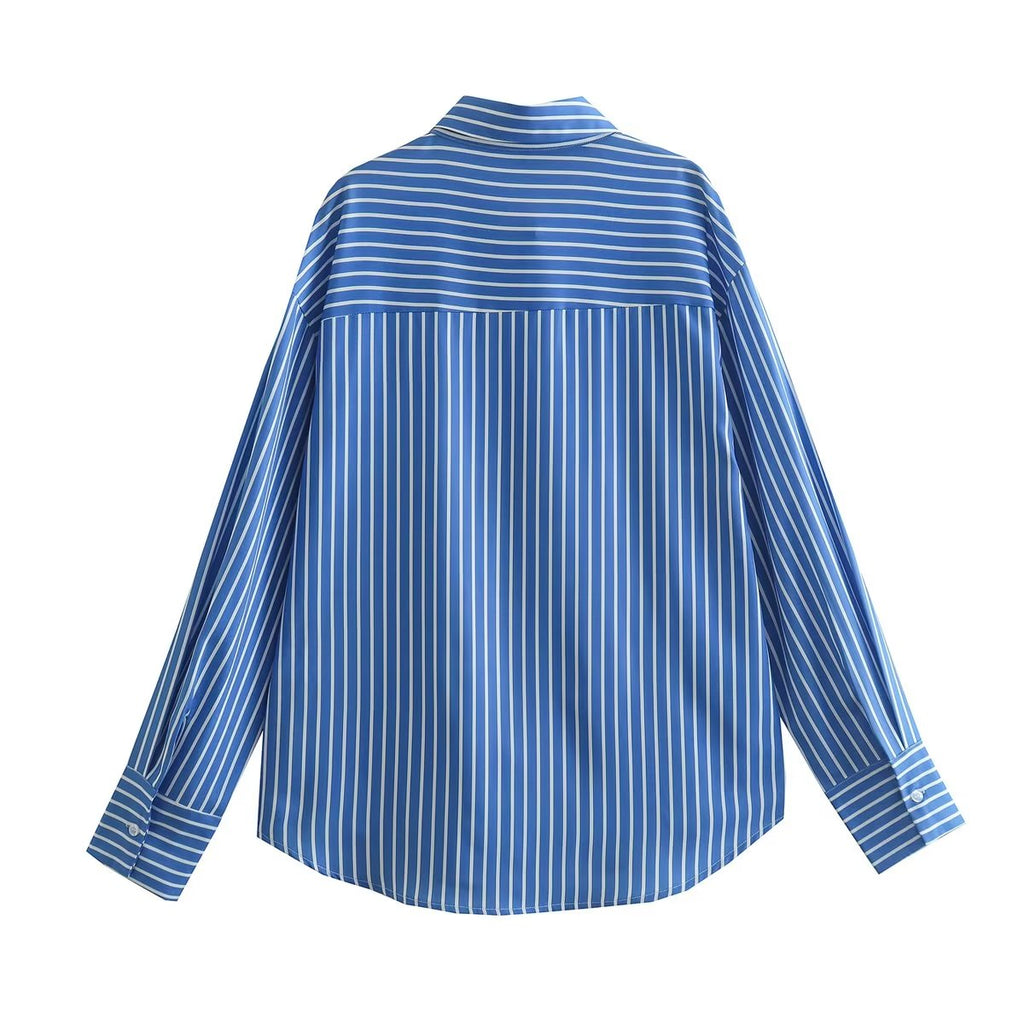 Women's Early Spring Leaf Positioning Printed Shirt Single Breasted Top