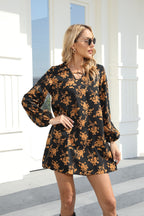 Floral V-Neck A-Line Dress