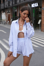 Spring And Summer New Professional Elegant Casual Stripe Two-Piece Set