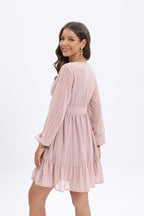 Women's Elegant Deep V Long Sleeve A Line Dress