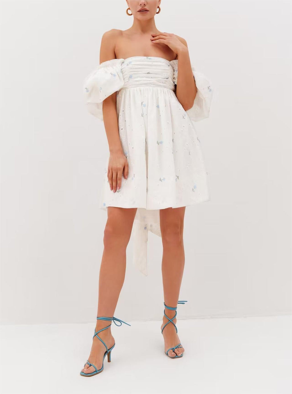 Women's Floral Embroidered Off-Shoulder Mini Dress