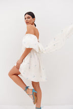 Women's Floral Embroidered Off-Shoulder Mini Dress