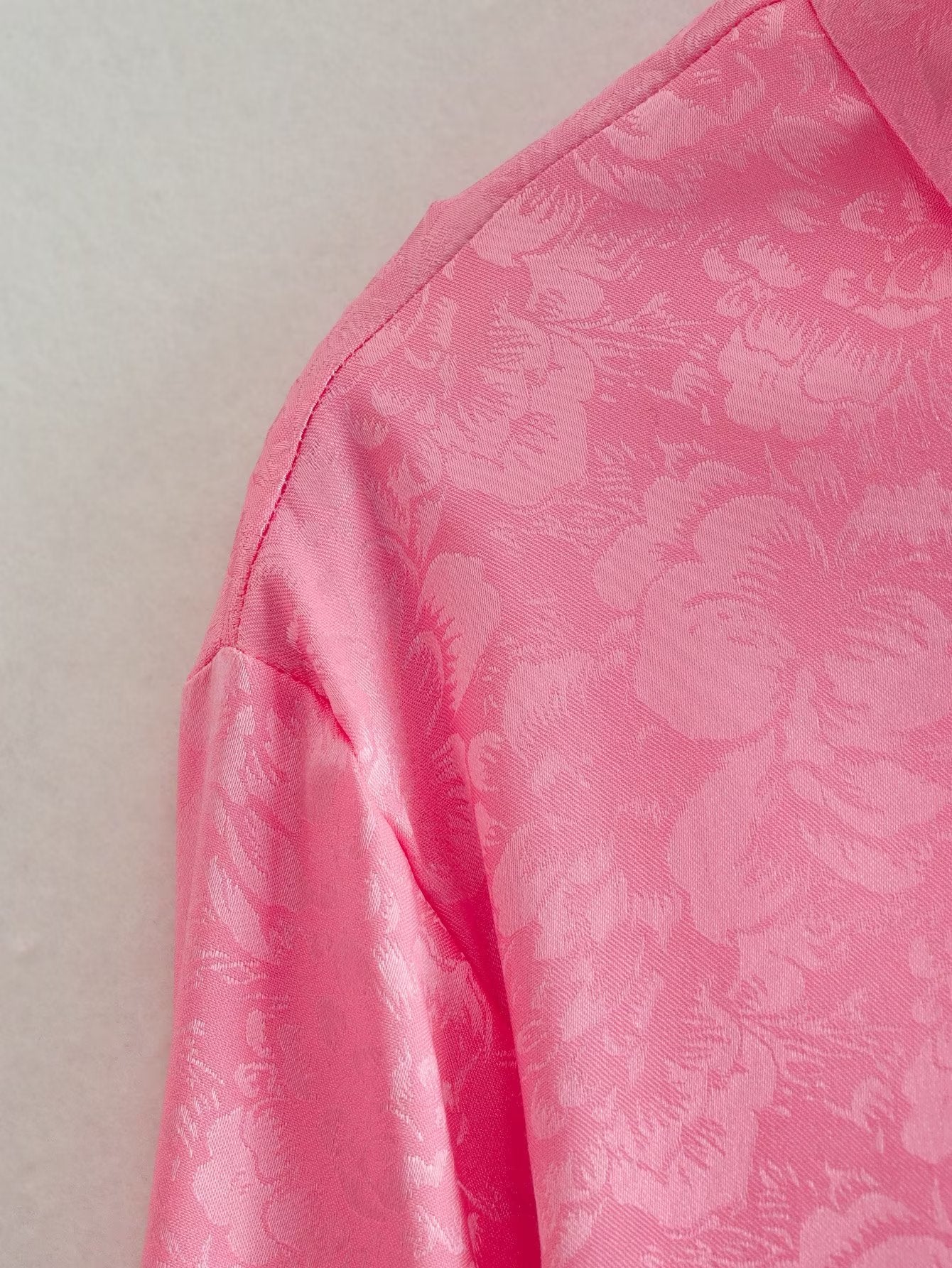 Autumn Women Clothing Surface Jacquard Waist Lace up Office Shirt