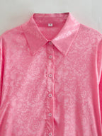Autumn Women Clothing Surface Jacquard Waist Lace up Office Shirt