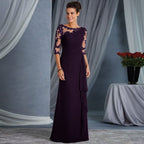 Women's Crew-Neck Lace Long-Sleeve Wedding Dress