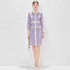 Spring Summer Fall Daily Elegant Regular Lace Tulle Fishnet Patchwork A Line Knee Dress