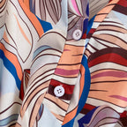 Women's New V Neck Bubble Long Sleeve Waist Closing Print A Dress