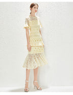 Women's Lace Ruffled A-Line Maxi Dress