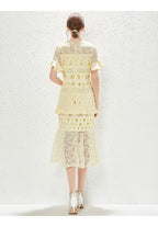 Women's Lace Ruffled A-Line Maxi Dress