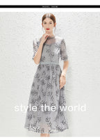 New Grey Gauze Sequin Fashion Lady Elegant Dress