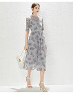 New Grey Gauze Sequin Fashion Lady Elegant Dress