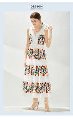 Women's V-Neck Ruffle Floral Midi Dress