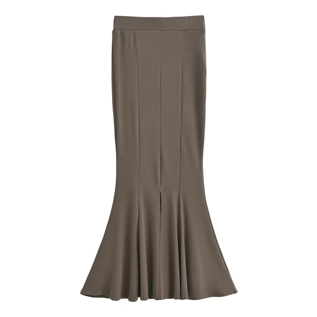 Women's High Waist Knit Fall Winter Slim Sheath Fishtail Skirt