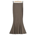 Women's High Waist Knit Fall Winter Slim Sheath Fishtail Skirt