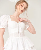 Women's Embroidered Corset Pleated Cutout Dress