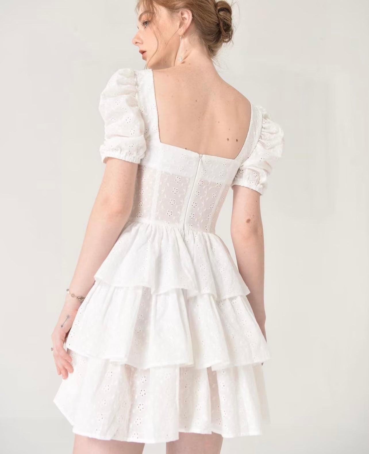 Women's Embroidered Corset Pleated Cutout Dress