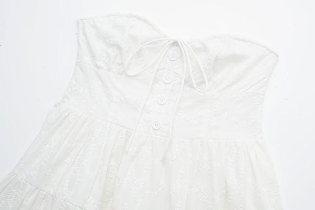 Women's White Square-Neck Midi Dress