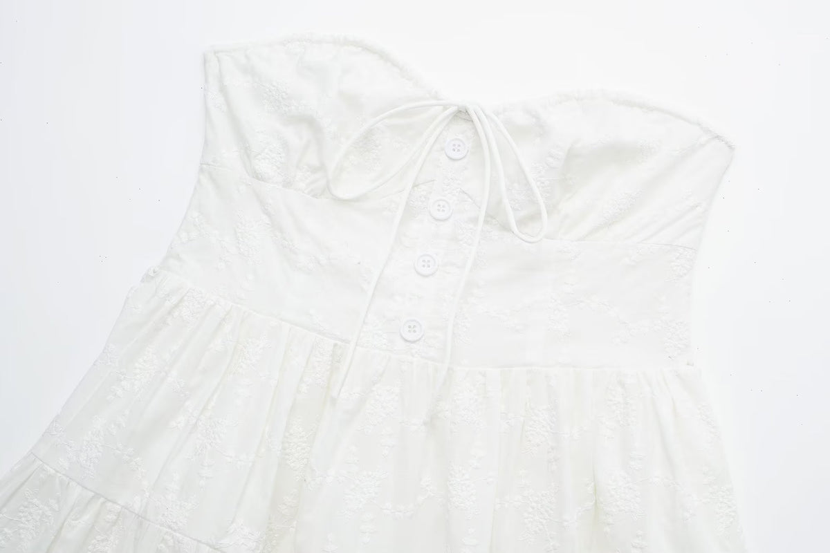 Women's White Square-Neck Midi Dress